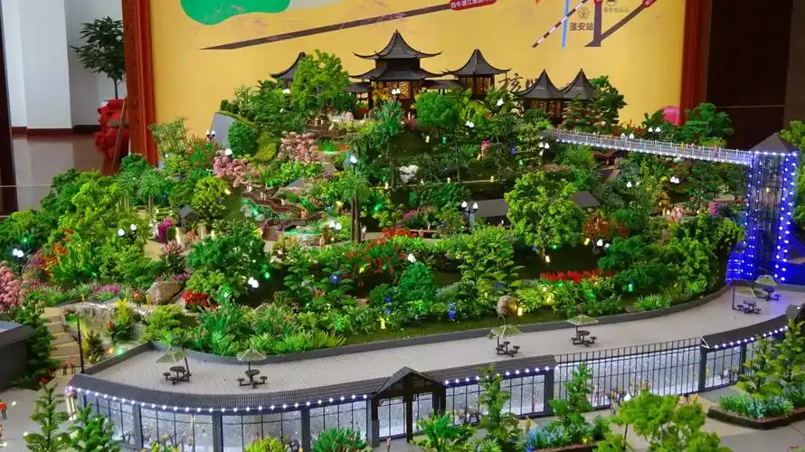 蓬安桑梓火锅公园暨507商业风情街的立体全景模型,看起来还是气势恢宏