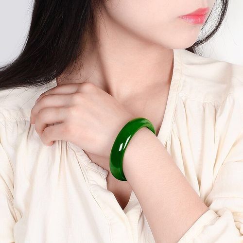 [证书]旺夫玉手镯女款菠菜绿翡翠色手镯白玉手镯 白玉[证书 价格标签]