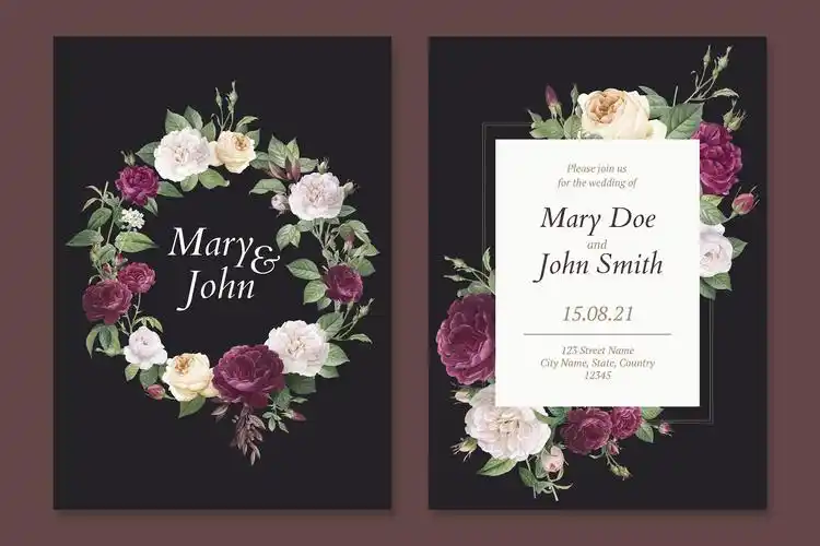 花艺婚礼邀请卡模板floral wedding invitation card template du3l8a