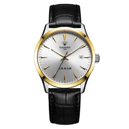 上海钻石牌手表男士全自动机械腕表精钢日历防水夜光8070
