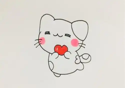 彩色可爱小猫简笔画一步一步教 呆萌小猫简笔画儿童画教程-素描自学网