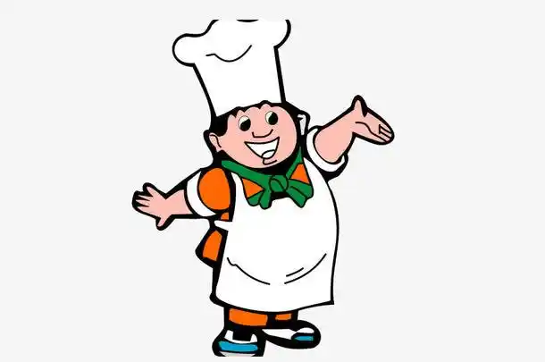 戴着白色围裙的卡通厨师大叔