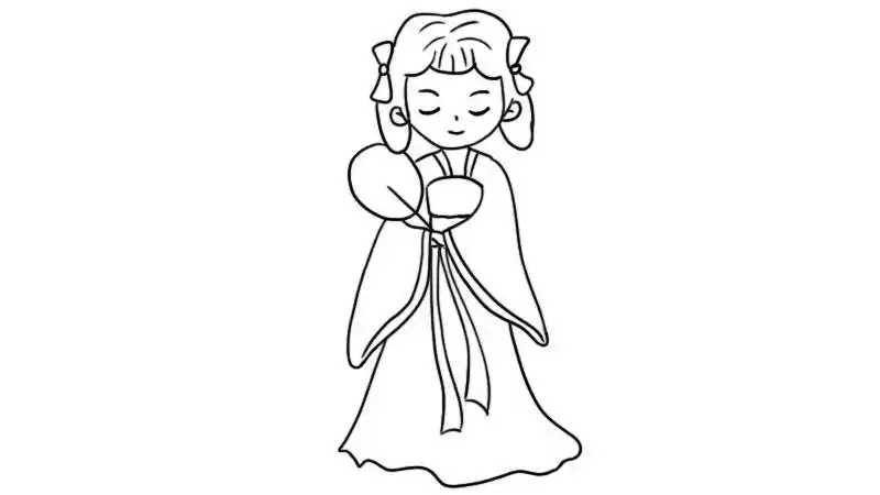 简单古代美女简笔画古装漂亮的古风儿童画图片弹古琴的女子怎么画简笔