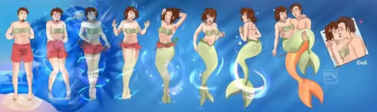 男人意外变成美人鱼