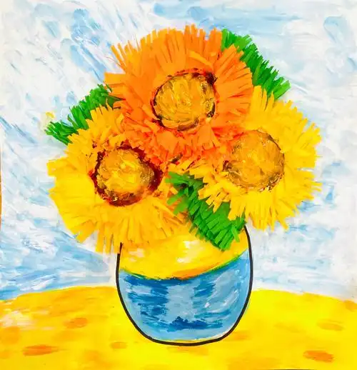 花瓶里的三朵向日葵梵高向日葵