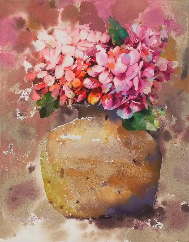 韩国著名水彩艺术家金英善,以花卉题材享誉世界 - 抖音