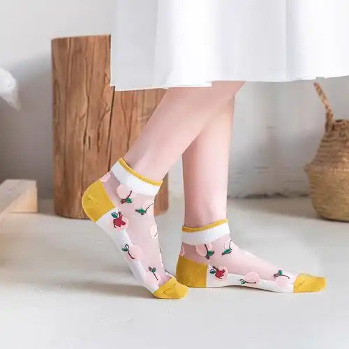 春天红日鞋袜凉鞋浅口桃子网红袜子女丝袜玻璃丝短袜