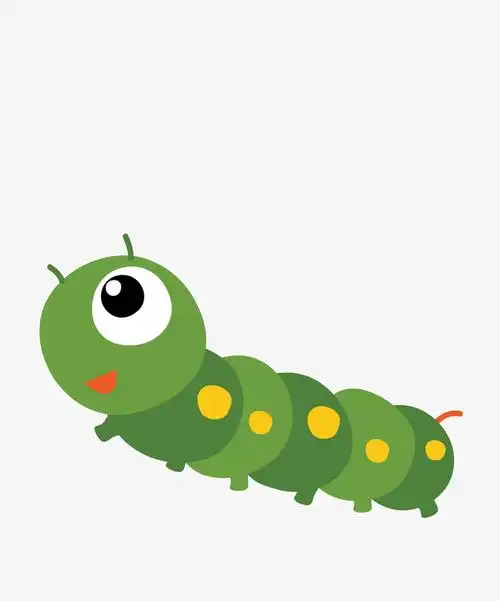 卡通手绘绿色的小虫