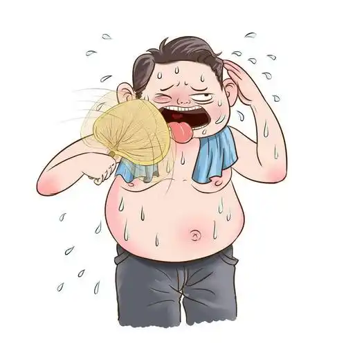 炎炎夏日中摇着蒲扇也热得满头大汗的小胖子脱掉了上