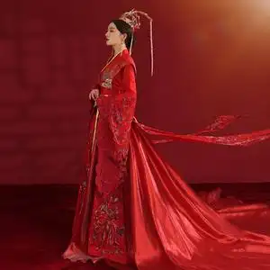 情侣款龙凤绣花中式红色嫁衣古装婚宴古风结婚礼服中国风1人付款168