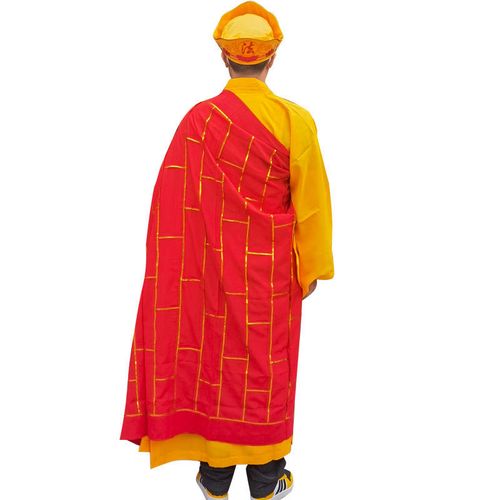 袈裟僧衣方丈透气高端演出和尚佛教袈裟五佛帽黄袍套装组合唐僧帽海青