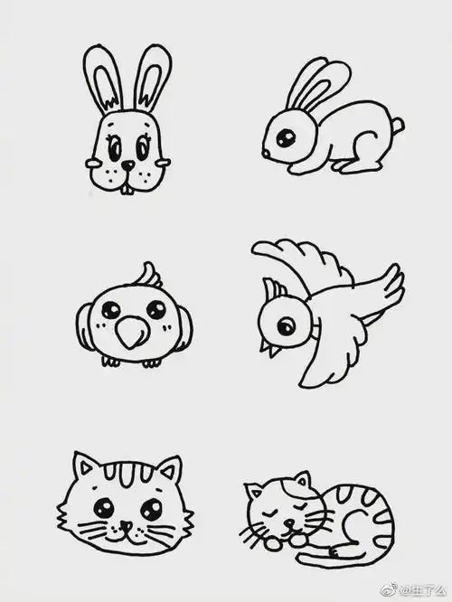 小动物简笔画大全今晚就可以跟孩子画起来