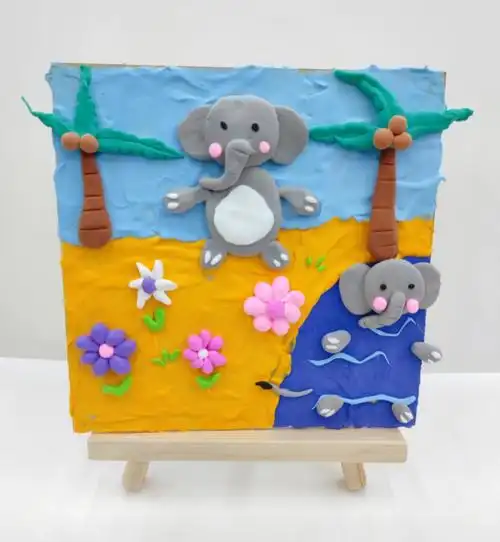 粘土手作可爱的大象