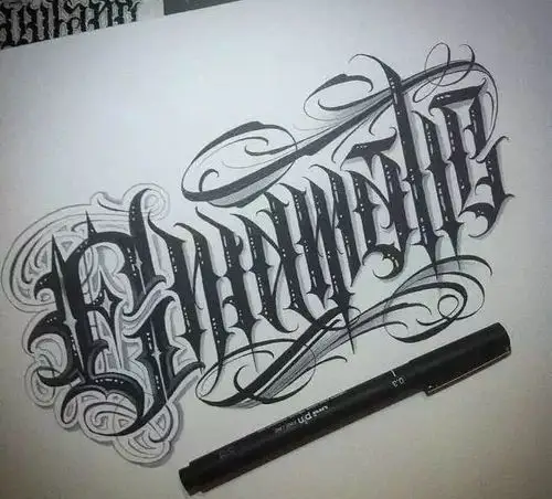 你们最爱的奇卡诺花体字纹身