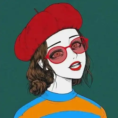 戴眼镜贝雷帽女潮人头像