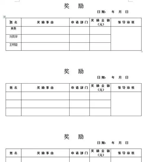 奖励表_幻灯片模板