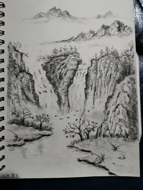 铅笔山水画
