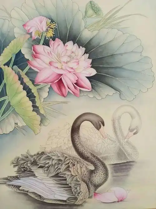 李翠花女士的工笔画作品《永相随》分享