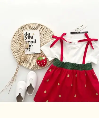 衣服可爱超萌夏季女宝宝草莓裙子夏天薄款洋气连衣裙 4月出 90cm
