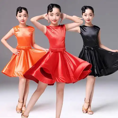 儿童拉丁舞裙子夏季女孩规定比赛服装新款女童短袖演出服