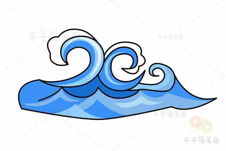 简笔画大海浪花的画法_海浪简笔画