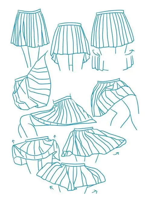 一起学画吧裙子褶皱画法