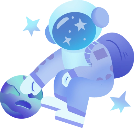 卡通星星太空星球宇航员彩色贴纸太空服渐变插画人物图片