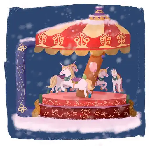 旋转木马|插画|商业插画|月半柠檬美少喵 - 原创作品 - 站酷 (zcool)