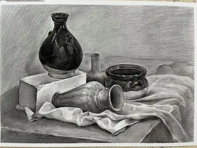 原创作品纯艺术绘画考研备考素描作品静物写生个人成长素描静物练习22