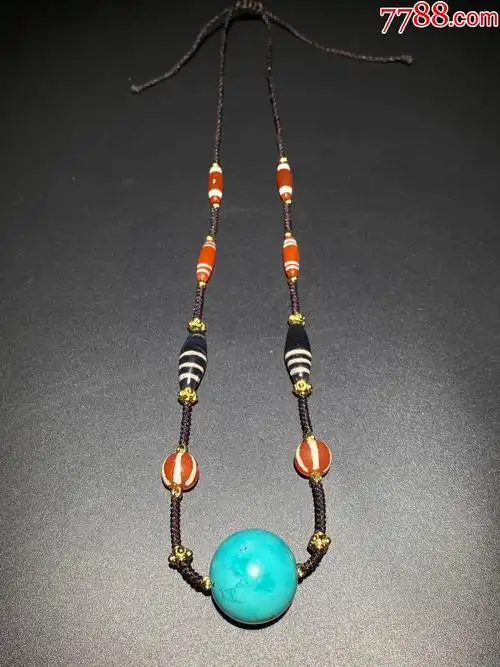 天珠绿松石锁骨链