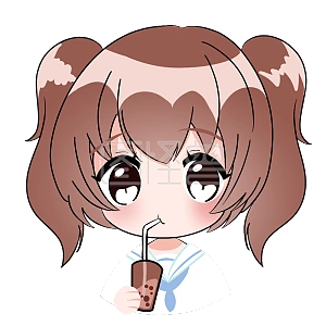 图怪兽原创元素卡通表情包女孩喝奶茶可爱