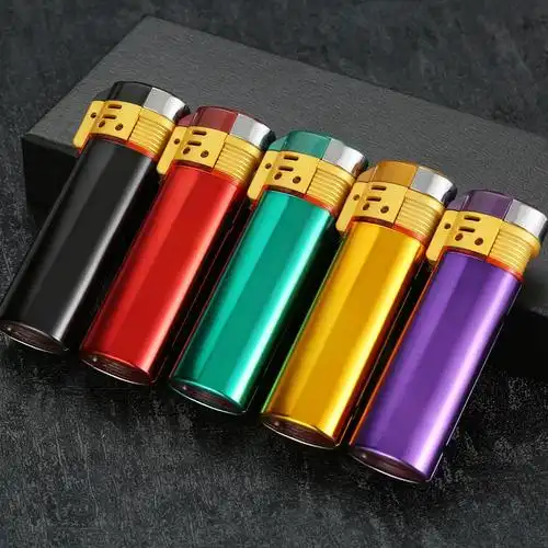 绿森金属翻盖直冲打火机防风防尘高端一次性打火机定制订做刻字