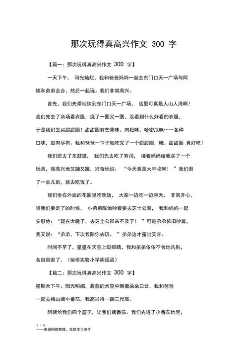 那次玩得真高兴作文300字三年级作文