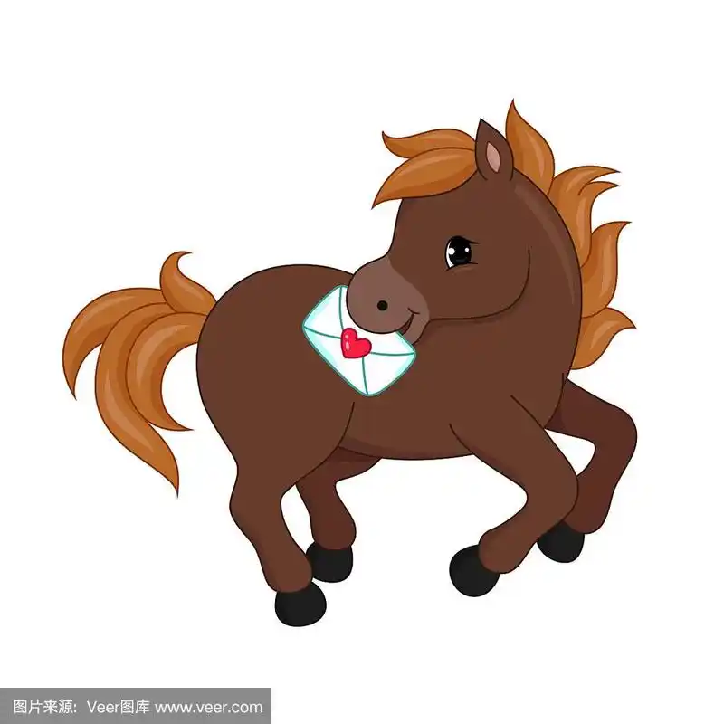 可爱的卡通马角色.