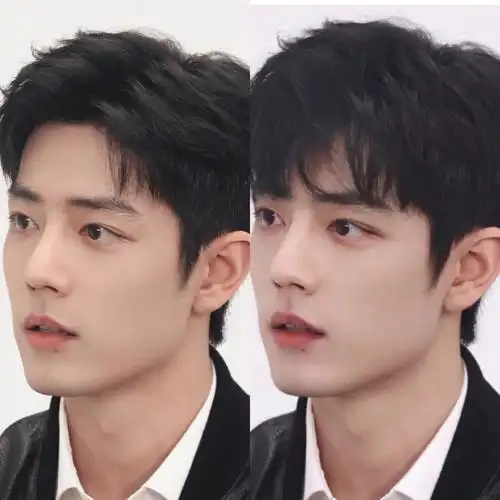 同一造型不同发型的肖战大帅哥霸总和小奶狗