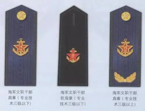 07式海军军衔肩章分礼服肩章,常服硬肩章,常服软肩章和套式肩章4种.