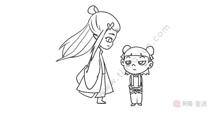 哪吒和敖丙简笔画,哪吒和敖丙的画法,哪吒和敖丙怎么画