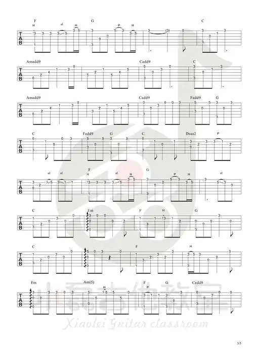 赵雷成都指弹版吉他谱