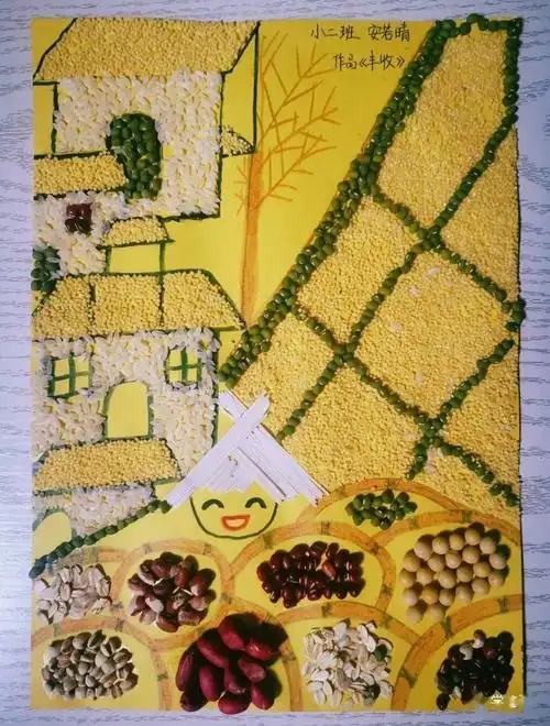 创意美术种子画一颗一粒想法多种子画中乐趣多