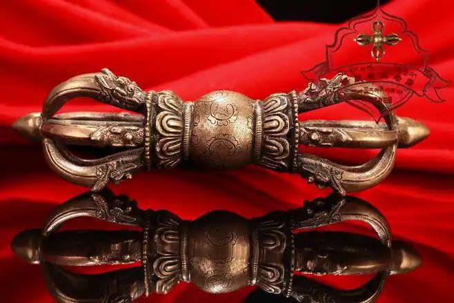 西藏红藏传密宗降魔法器手工精雕龙头莲瓣纯铜金刚杵吊坠镇宅挂件