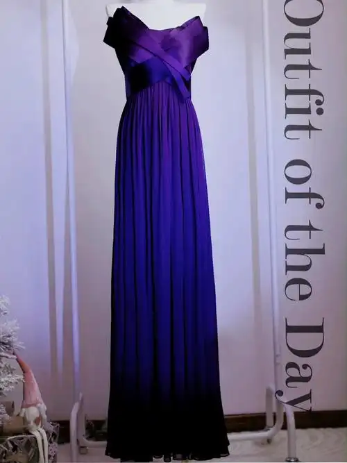 神秘女神紫色丝绸唯美礼服高贵优雅