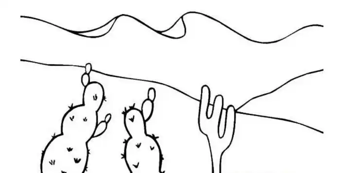 山水风景简笔画-沙漠风景