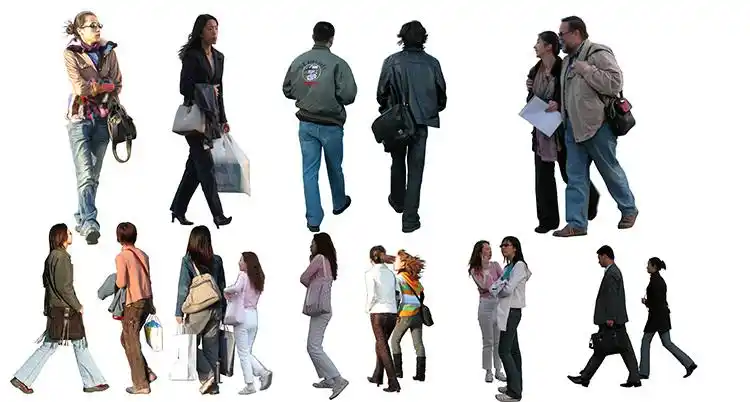 园林景观设计psd古建树木花草植物人物鸟瞰图效果图ps后期素材库