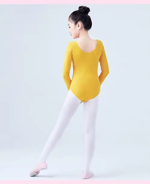 儿童舞蹈练功服长袖长袖女童连体芭蕾舞服幼儿形体服考级演出服
