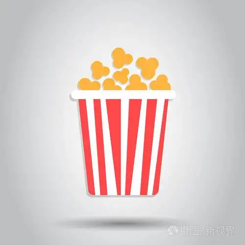 白色背景上的电影院食物插图. 爆米花标志概念.