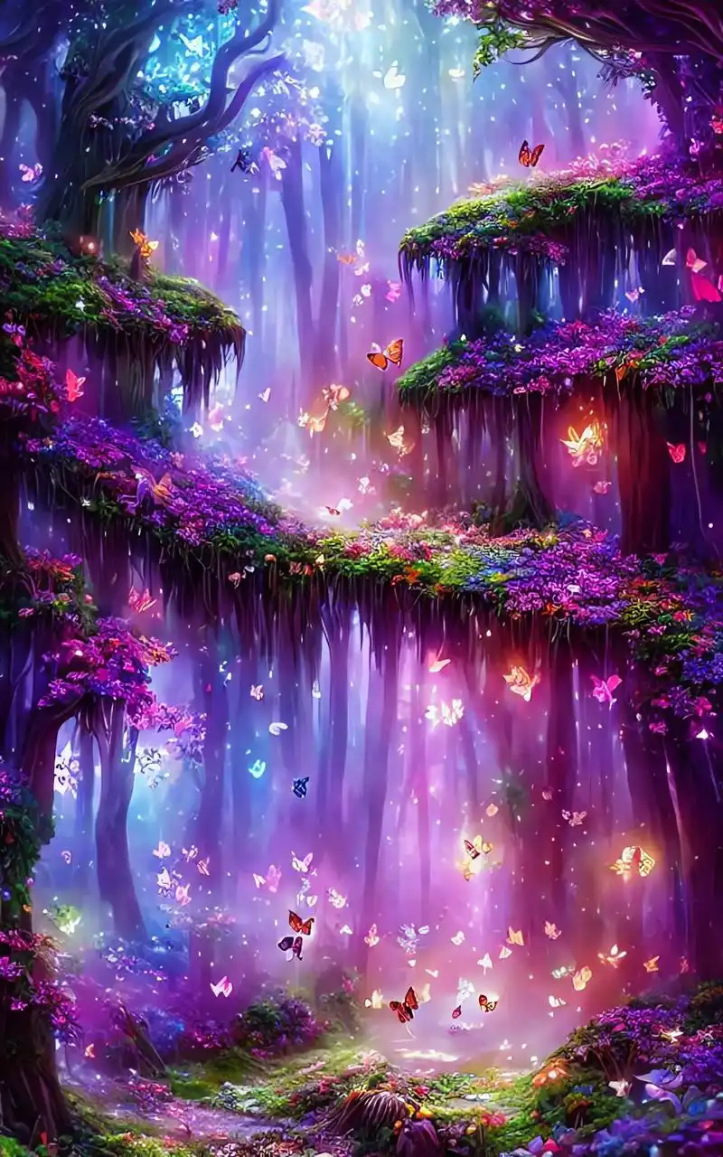 踏碎星河,落入梦境,梦幻森林,七彩蝴蝶#ai绘画 #抖音图文 - 抖音