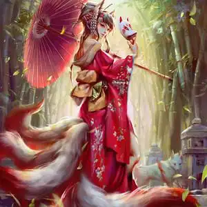 2021古风美女姻缘九尾狐满钻石画新款客厅卧室钻石绣贴十字绣壁画