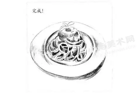 意大利面的素描绘制步骤图示,素描意大利面图片 - 小南美术网