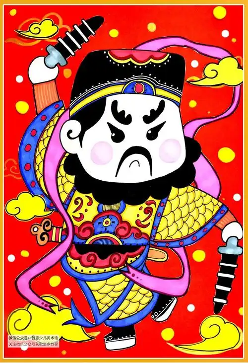 趣画威武的门神