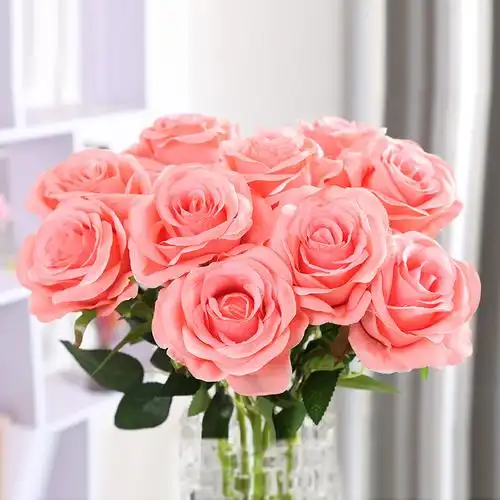 玫瑰花玻璃瓶_新简欧仿真玫瑰花玻璃花瓶插花婚庆桌面卧室装饰摆件